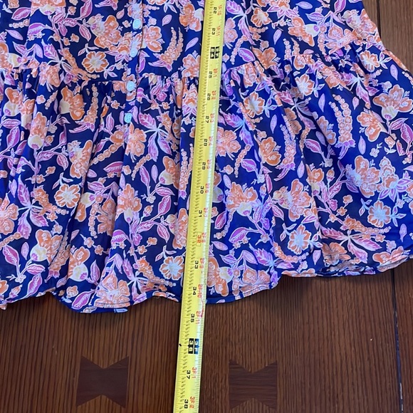 J. Crew Button-front Beach Dress Painted Block Print floral flutter sleeve tie - Picture 3 of 9